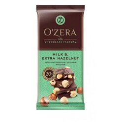 «OZera», шоколад молочный с цельным фундуком Milk & Extra Hazelnut, 90 гр. KDV