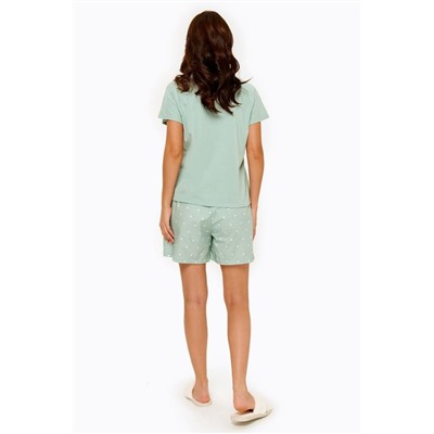 Светло-зелёная пижама с шортами в сердечко 0120298982