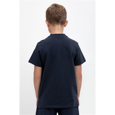 Стильная футболка-поло в цвете индиго для мальчика КР 302405/индиго к458 фуфайка