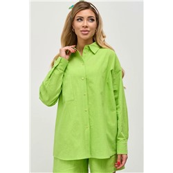Рубашка зелёная хлопковая с накладным карманом