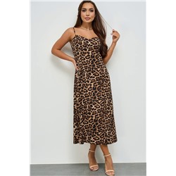 Платье-комбинация с леопардовым принтом