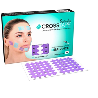 Кросс тейпы для лица CROSS TAPE BEAUTY™ 4,9 см × 5,2 см (размер C) цвет лаванда