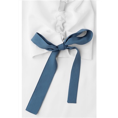 Блузка с декоративными завязками на рукавах, цвет белый