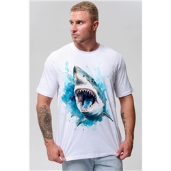 Футболка белая с принтом-акула 49109
