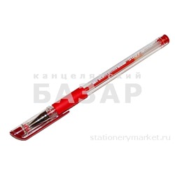 Ручка гелевая с грипом STAFF, КРАСНАЯ, корпус прозрачный, пишущий узел 0.5 мм, линия 0, 35мм, 141824