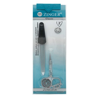 Zinger Маникюрный набор: ножницы маникюрные, пилка алмазная / Classic SIS-13 D, 2 предмета