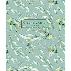 Тетрадь 48 листов, клетка, скрепка, Greenery Patterns