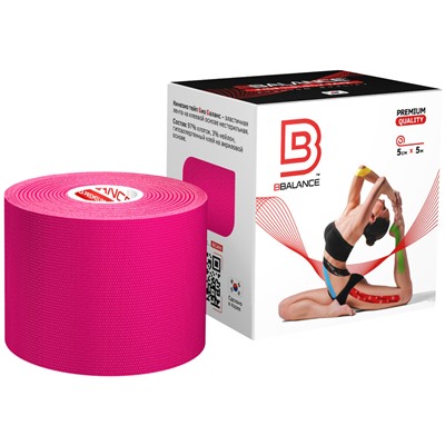 Кинезио тейп BBTape™ 5 см × 5 м розовый