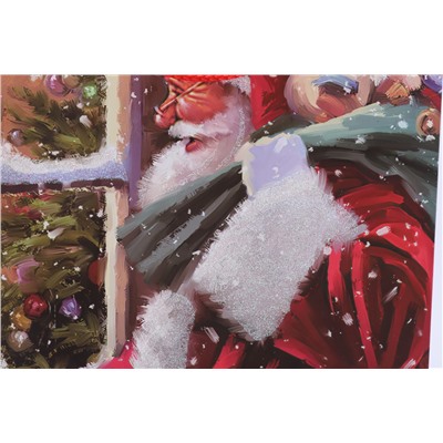 ПАКЕТ подарочный Новогодний 40*30*12cm 8829L Дед Мороз у окна с подарками