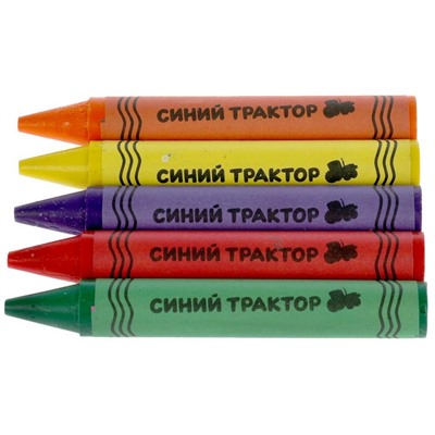 Восковые карандаши СИНИЙ ТРАКТОР 12цв, толстые