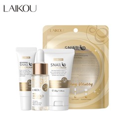 Набор уходовой косметики с муцином улитки Laikou Snail Revitalizing Skincare Set (Крем для лица + Сыворотка + Крем для глаз)