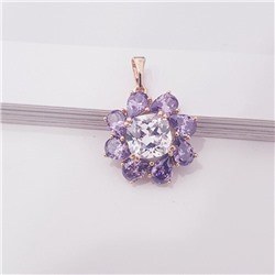 Кулон цветок "Xuping", покрытие позолота, вставка: камень фиолетовый, фианиты, Х000709853,арт.001.428