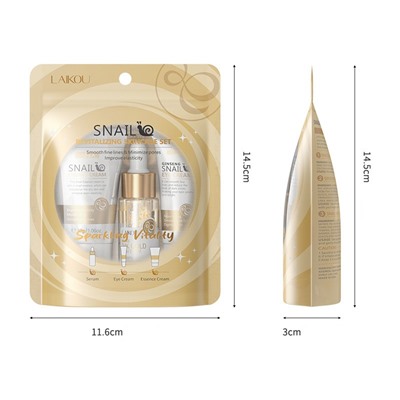 Набор уходовой косметики с муцином улитки Laikou Snail Revitalizing Skincare Set (Крем для лица + Сыворотка + Крем для глаз)