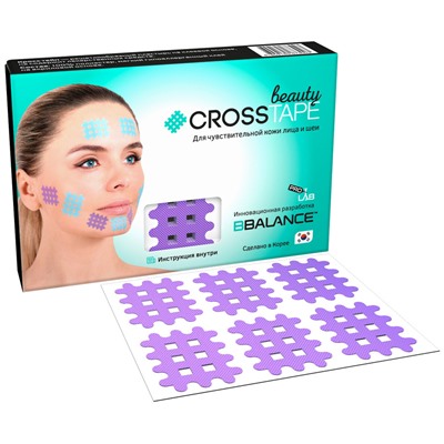 Кросс тейпы для лица CROSS TAPE BEAUTY™ 2,8 см × 3,6 см (размер B) цвет лаванда