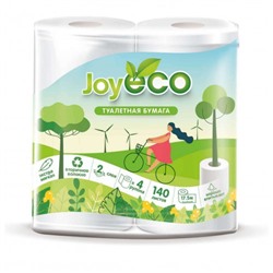 Туалетная бумага 2-слойная JOY Eco (Джой Эко) белая, 4 рулона