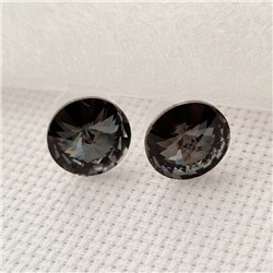 Серьги гвоздики круглые кристаллы, цвет: черный, арт.001.615