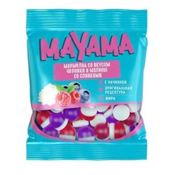 «Mayama», мармелад жевательный с желейной начинкой со вкусом черники и малины со сливками, 70 гр. KDV