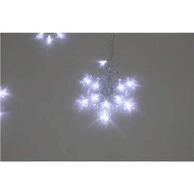 Гирлянда Электрическая LED снежинки 2,7м. белые 13-3 соединяемая 220В, контроллер