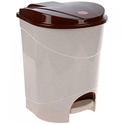 Ведро для мусора с педалью пластмассовое внутр/ведро (бежевый-мраморный), 25х26х33 см, 11 л