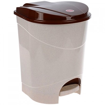 Ведро для мусора с педалью пластмассовое внутр/ведро (бежевый-мраморный), 25х26х33 см, 11 л