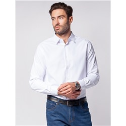 Рубашка мужская с контрастными внутренними элементами из фактурного хлопка  с ПЭ Vilatte, Артикул:U29.000 белый-голубой