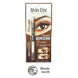 Alvin D`or P1-4 Дуэт для бровей двойной карандаш+Воск Brow Perfect (тон 04 Blonde)