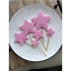 Шоколадные фигуры для торта "Звезды" (розовые 6 штук)