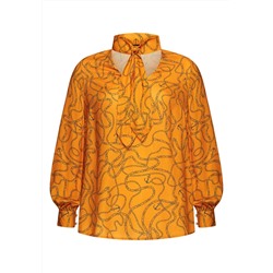Блузка из вискозы с морским орнаментом, цвет оранжевый