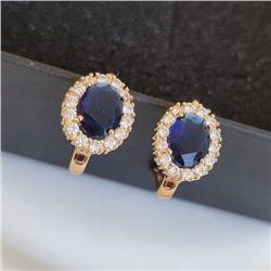 Серьги ювелирная бижутерия коллекция "Дубай" позолота, цвет камня: синий, 08602, арт.001.460