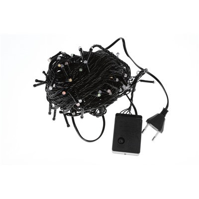 Гирлянда Нить, светодиодные фары, 12,5м, цвет разноцветный CM120L LED черный провод, 220В, контролле
