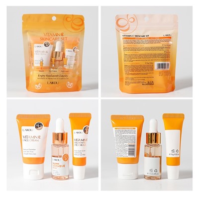 Набор уходовой косметики с Витамином С из 3 средств В ПАКЕТЕ Laikou Vitamin C Skincare Set