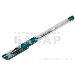 Ручка гелевая с грипом STAFF, ЗЕЛЕНАЯ, корпус прозрачный, пишущий узел 0.5 мм, линия 0, 35мм, 141825