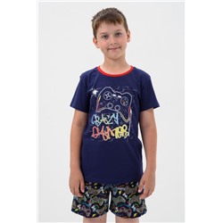 Пижама Игроман детская короткий рукав с шортами (Темно-синий)