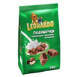 Leonardo готовый завтрак Подушечки с шоколадно-ореховой начинкой 250 г/KDV
