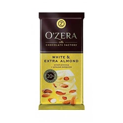 Шоколад О'zera белый White & Extra Almond" 90г/Озерский Сувенир
