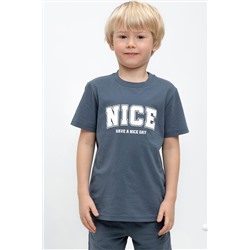 Стильная футболка в цвете индиго для мальчика КР 302440/винтажный синий к468 фуфайка
