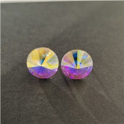 Серьги гвоздики круглые кристаллы, цвет: хамелеон, арт.001.619