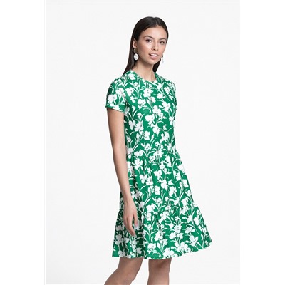 Трикотажное платье с флоральным орнаментом , мультицвет