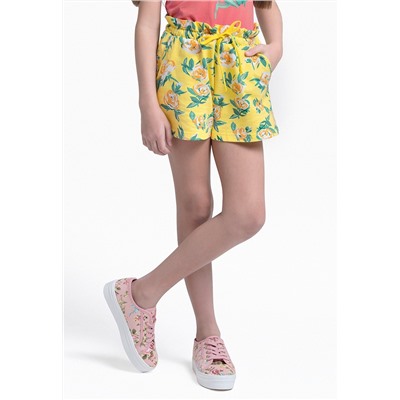 Трикотажные шорты с флоральным орнаментом для девочки, мультицвет
