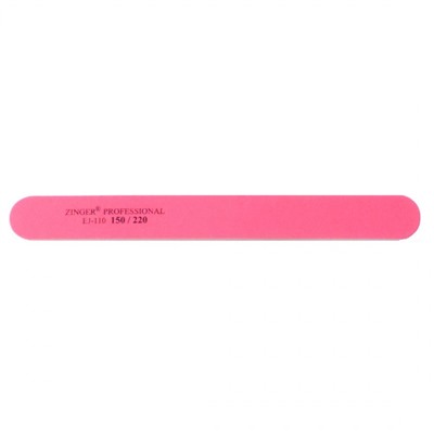 Zinger Пилка для натуральных ногтей абразивная прямая / Classic EJ-110, 150/220 грит, розовый