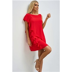 Короткое красное платье с воланом