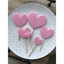 Шоколадные фигуры для торта "Сердца" (розовые 6 штук)