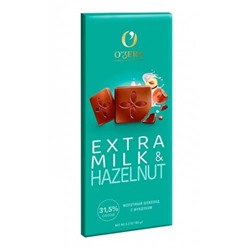 Шоколад О'Zera молочный Extra milk & Hazelnut 90г/Озерский Сувенир