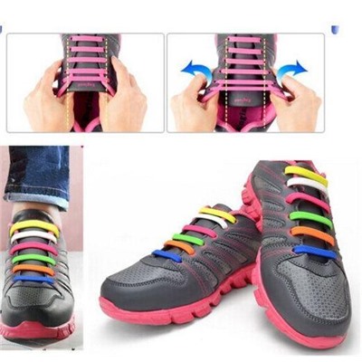 Шнурки силиконовые набор 8+8 шт для пары обуви. Разноцветные 9046273