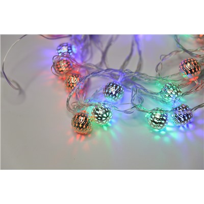 Гирлянда светодиодные Шары(серебро) малые, соединяемая, 6м, цвет разноцветный, 40L LED 2,5, 220В