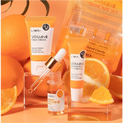 Набор уходовой косметики с Витамином С из 3 средств В ПАКЕТЕ Laikou Vitamin C Skincare Set