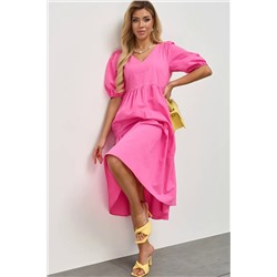 Розовое многоярусное платье
