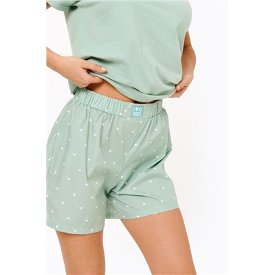 Светло-зелёная пижама с шортами в сердечко 0120298982