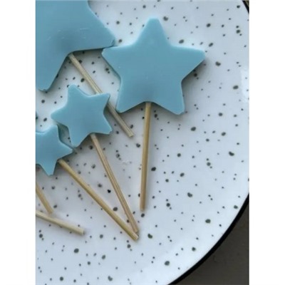 Шоколадные фигуры для торта "Звезды" (голубые 6 штук)