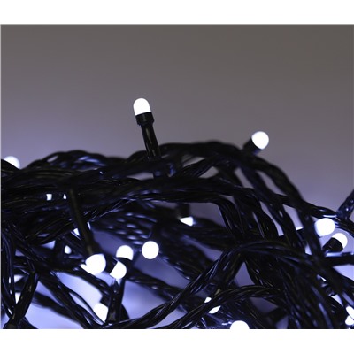 Гирлянда электрическая LED 500Lчерный провод, матовая лампа белая 18м 02-500-3 соедин 220В, контролл